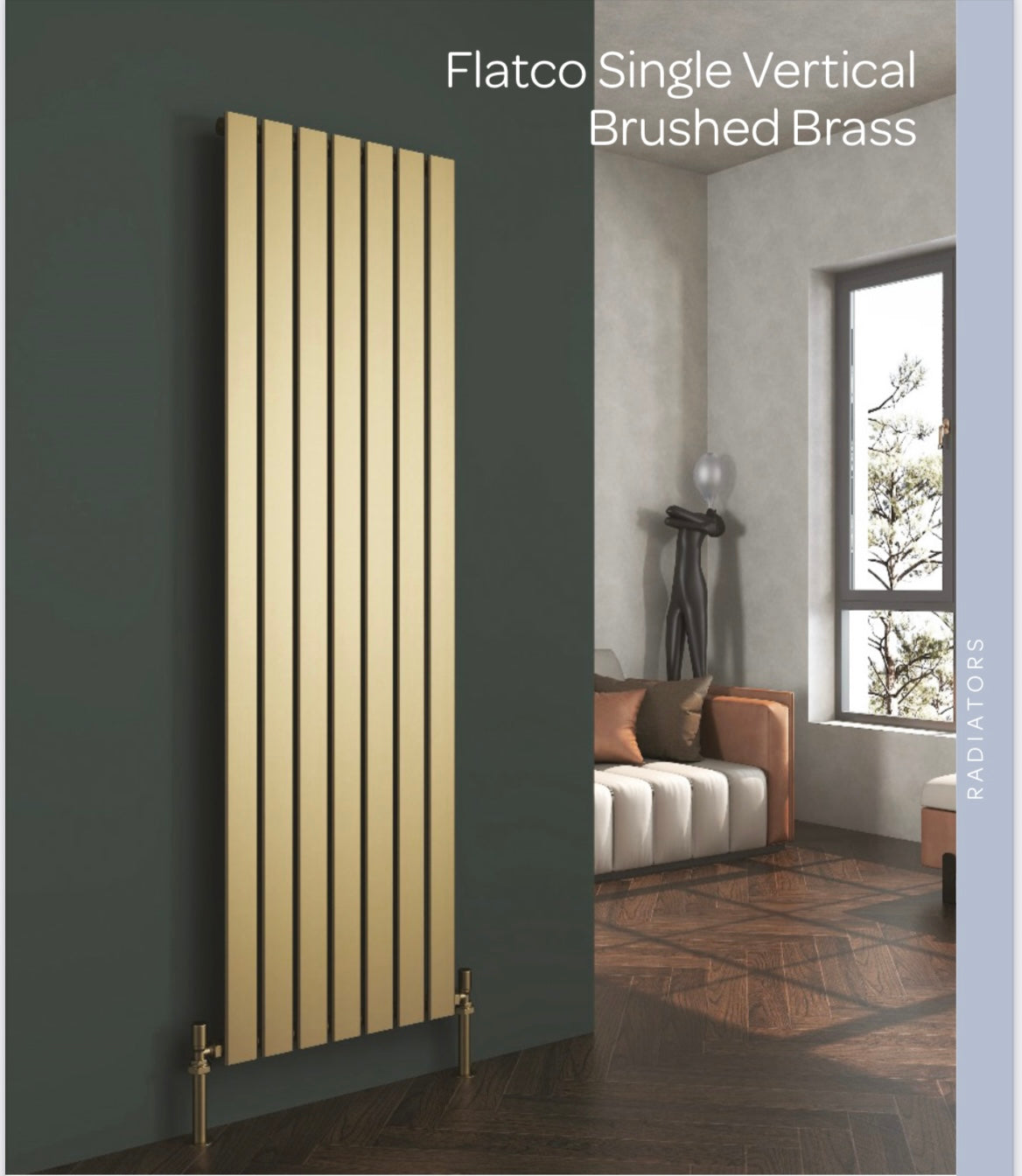Vertical Single Flat Tube Brushed Brass 1800 x 375 BTU 1824