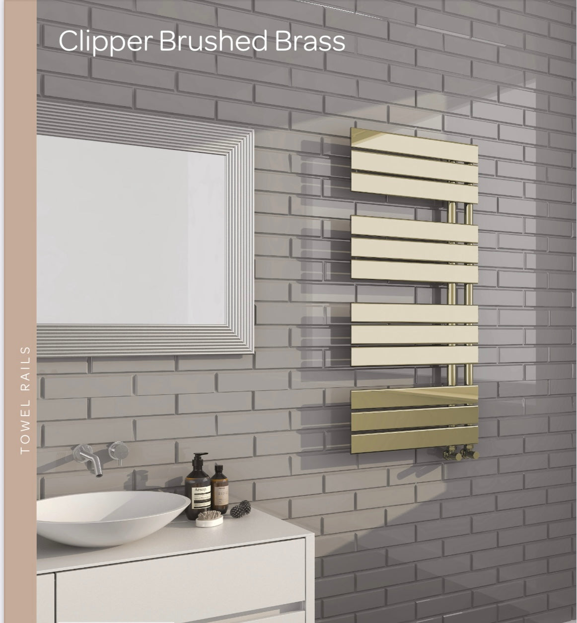 Brushed Brass Clipper Towel Rail