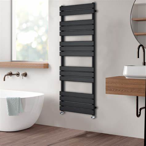 Stapler Black Heated Towel Rail 1224x500 & 748x500