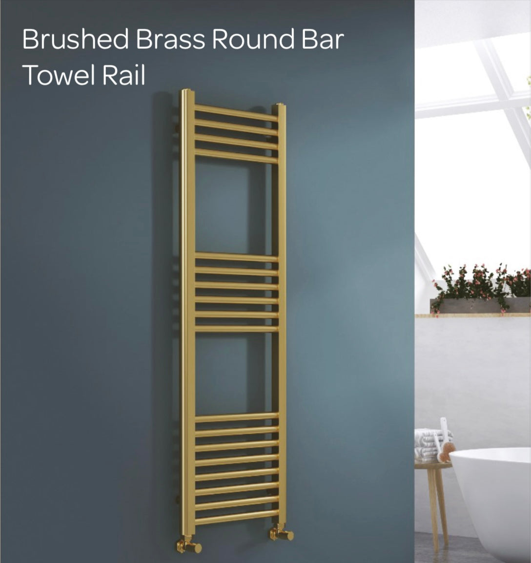 Brushed Brass Round Bar Towel Rail 1000 x 400 BTU 873