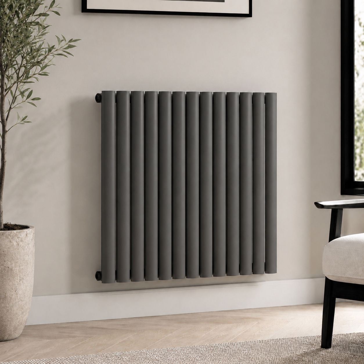 Ovalco Single Horizontal 600x600 in Anthracite finish